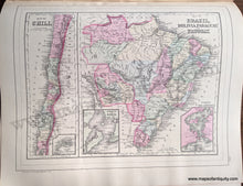 Load image into Gallery viewer, 1884 - Double-sided map: Map of Europe showing its Gt. Political Divisions; verso: Map of Chili / Map of Brazil, Bolivia, Paraguay, and Uruguay - Antique Map
