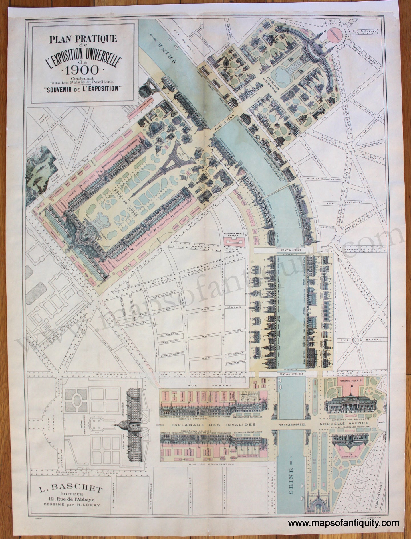 Antique-Pictorial-Map-Plan-Pratique-de-l'Exposition-Universelle-de-1900---Paris-Europe-France-1900-Baschet-/-Lokay-Maps-Of-Antiquity-1900s-20th-century
