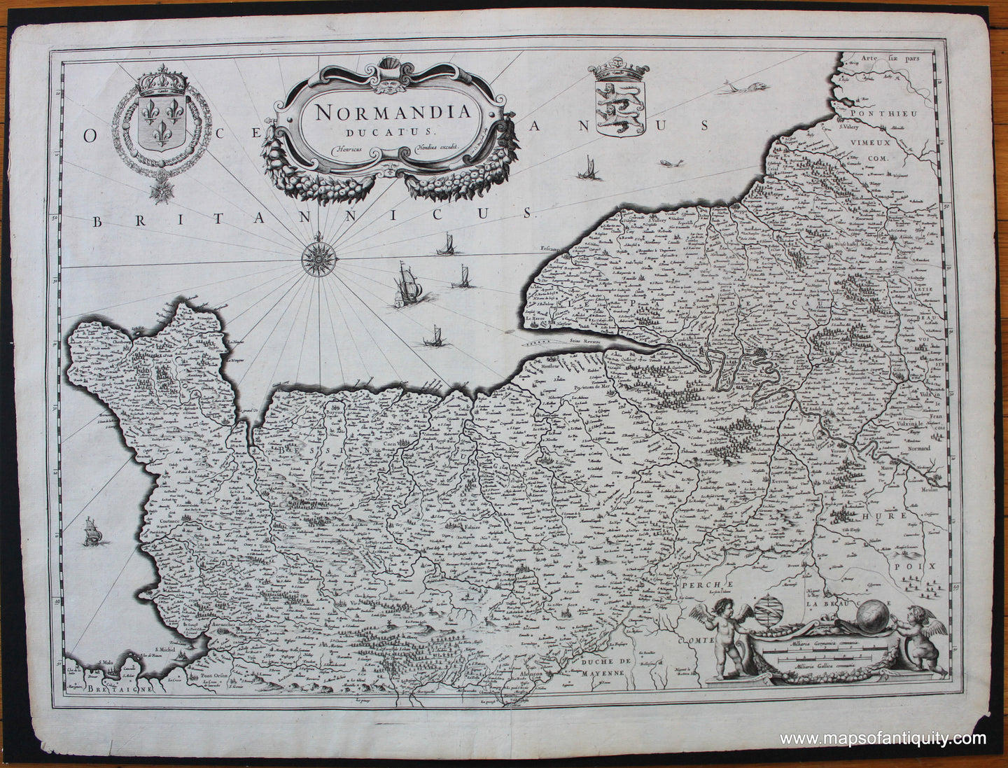 1640 - Normandy, France - Normandia Ducatus - Antique Map