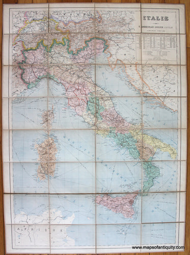 Genuine-Antique-Map-Italie-Europe-Italy-1891-EugÃƒÆ’Ã‚Â¨ne-Andriveau-Goujon-Maps-Of-Antiquity-1800s-19th-century