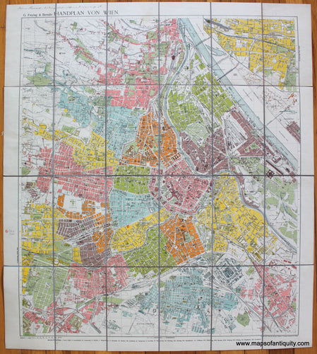 Genuine-Antique-Map-Handplan-von-Wien-Europe-Austria-c.-1900-G.-Freytag-&-Berndt-Maps-Of-Antiquity-1800s-19th-century