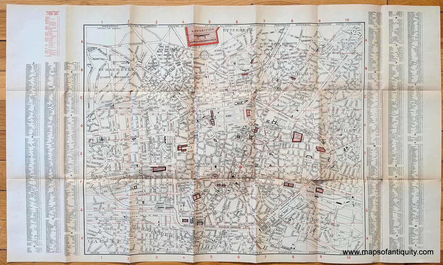 Genuine-Antique-Map-Brussels-Belgium---Plan-de-Bruxelles-Europe-Belgium-1897-Society-du-Grand-Maps-Of-Antiquity-1800s-19th-century