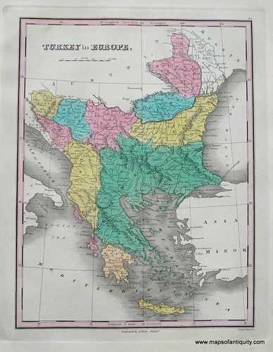 Antique-Hand-Colored-Map-Turkey-in-Europe.-Europe-Turkey-1827-Anthony-Finley-Maps-Of-Antiquity