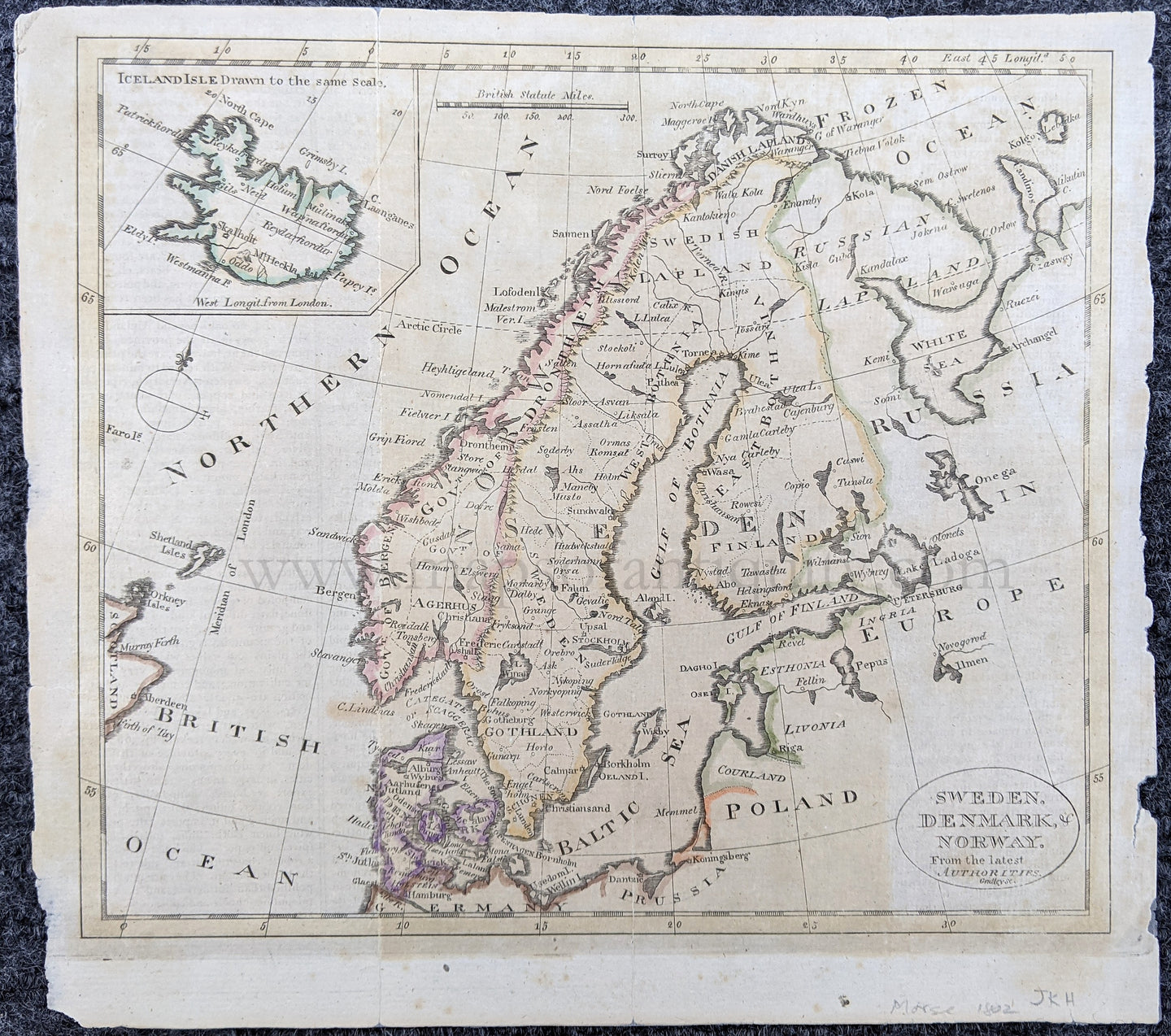 Genuine-Antique-Map-Sweden-Denmark-&-Norway.-From-the-latest-Authorities.-Europe-Scandinavia-1802-Morse-Maps-Of-Antiquity-1800s-19th-century