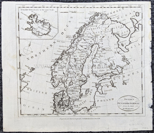 Genuine-Antique-Map-Sweden-Denmark-&-Norway-from-the-latest-Authorities-Europe-Scandinavia-1799-Low-Maps-Of-Antiquity-1800s-19th-century