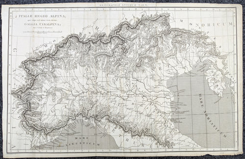 Genuine-Antique-Map-Alpine-Country---Italiae-Regio-Alpina-quae-vulgo-sed-minus-recte-dicitur-Gallia-Cisalpina-Europe-Italy-1806-Longman-Hurst-Rees-&-Orme-Maps-Of-Antiquity-1800s-19th-century