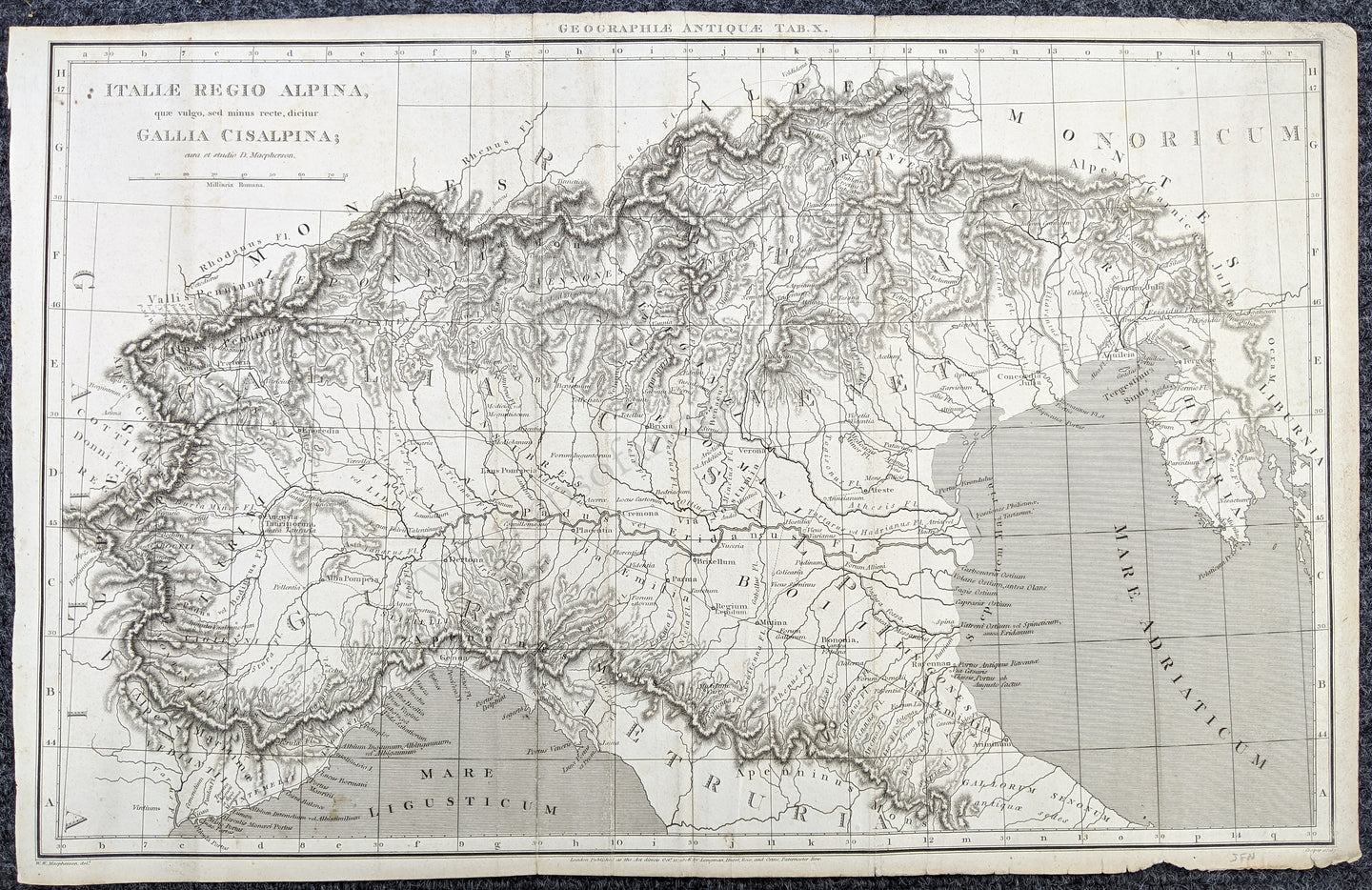 Genuine-Antique-Map-Alpine-Country---Italiae-Regio-Alpina-quae-vulgo-sed-minus-recte-dicitur-Gallia-Cisalpina-Europe-Italy-1806-Longman-Hurst-Rees-&-Orme-Maps-Of-Antiquity-1800s-19th-century