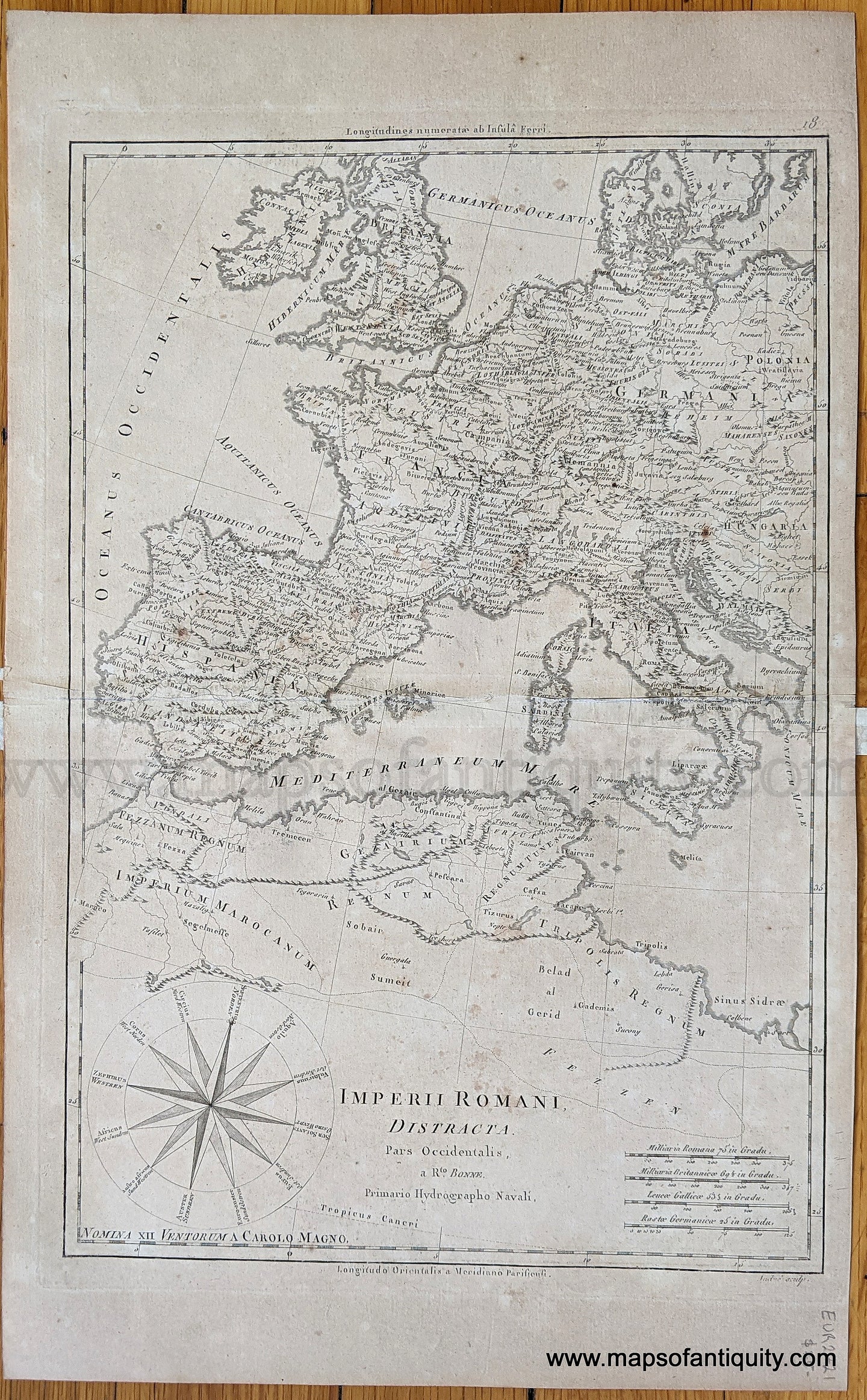 Genuine-Antique-Map-Imperii-Romani-Distracta-Europe--1787-Bonne-and-Desmarest-Maps-Of-Antiquity-1800s-19th-century