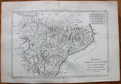 Genuine-Antique-Map-Royaumes-d'Aragon-et-de-Navarre-avec-la-Principaute-de-Catalogne-Europe-Spain-&-Portugal-1787-Bonne-and-Desmarest-Maps-Of-Antiquity-1800s-19th-century