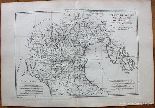 Genuine-Antique-Map-l'Etat-de-Venise-avec-les-Duches-de-Mantoue-et-de-Modene-Europe-Italy-1787-Bonne-and-Desmarest-Maps-Of-Antiquity-1800s-19th-century