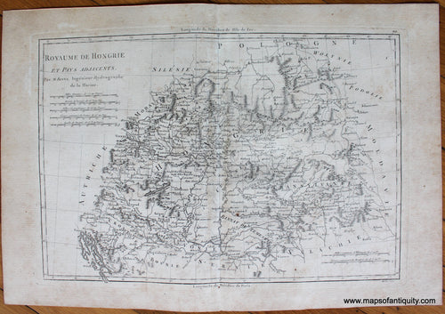 Genuine-Antique-Map-Royaume-de-Hongrie-et-Pays-adjacents-Europe-Hungary-1787-Bonne-and-Desmarest-Maps-Of-Antiquity-1800s-19th-century