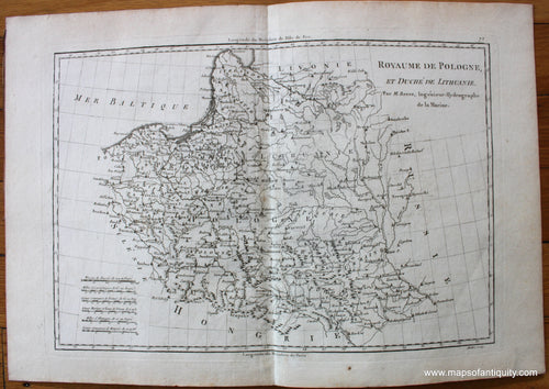 Genuine-Antique-Map-Royaume-de-Pologne-Europe-Poland-1787-Bonne-and-Desmarest-Maps-Of-Antiquity-1800s-19th-century