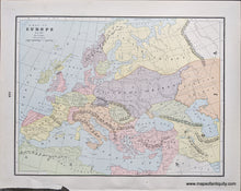 Load image into Gallery viewer, 1892 - Europe showing the general direction of the Barbarian Inroads on the Fall of the Roman Empire; verso: Map of Europe A.D. 500 - Antique Chart
