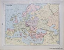 Load image into Gallery viewer, 1892 - Map of Europe A.D. 800; verso: Map of Europe A.D. 1000 - Antique Chart
