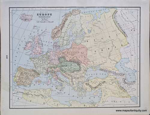 Genuine-Antique-Printed-Color-Comparative-Chart-Map-of-Europe-from-the-Thirty-Years-War-to-the-French-Revolution;-verso:-Map-of-Europe-during-the-Reformation-Europe--1892-Home-Library-&-Supply-Association-Maps-Of-Antiquity-1800s-19th-century