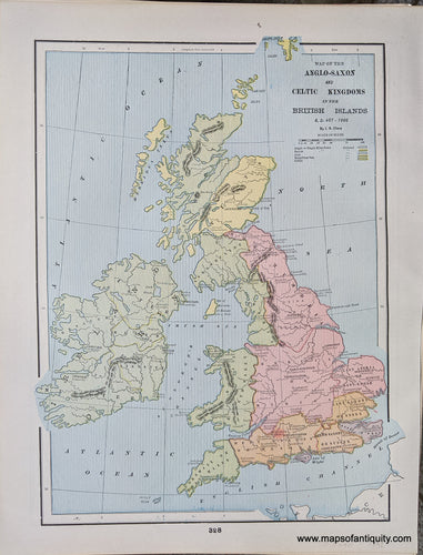 Genuine-Antique-Printed-Color-Comparative-Chart-Map-of-Europe-since-Treaty-of-Berlin;-verso:-Map-of-the-Anglo-Saxon-and-Celtic-Kingdoms-in-the-British-Islands-Europe--1892-Home-Library-&-Supply-Association-Maps-Of-Antiquity-1800s-19th-century