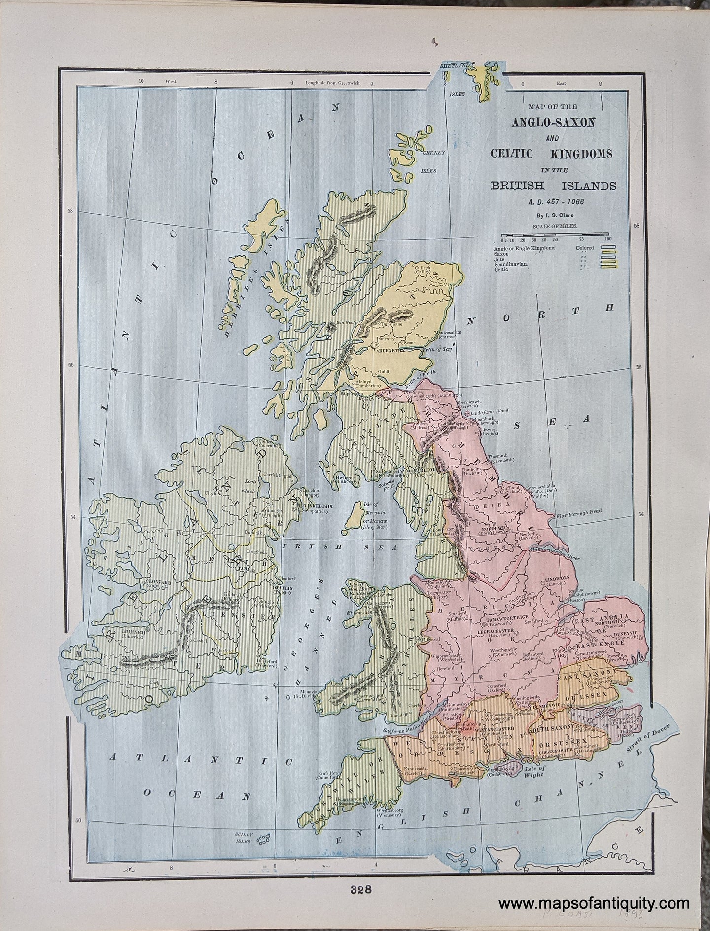 Genuine-Antique-Printed-Color-Comparative-Chart-Map-of-Europe-since-Treaty-of-Berlin;-verso:-Map-of-the-Anglo-Saxon-and-Celtic-Kingdoms-in-the-British-Islands-Europe--1892-Home-Library-&-Supply-Association-Maps-Of-Antiquity-1800s-19th-century