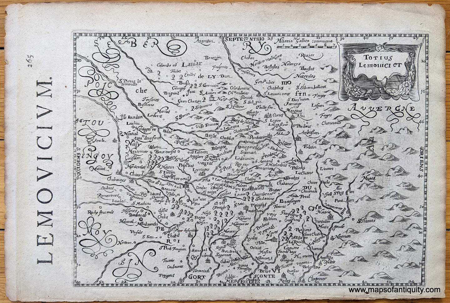 Genuine-Antique-map-Totius-Lemouici-et---part-of-France-Europe-France-1630-Mercator-Hondius-Maps-Of-Antiquity-1800s-19th-century