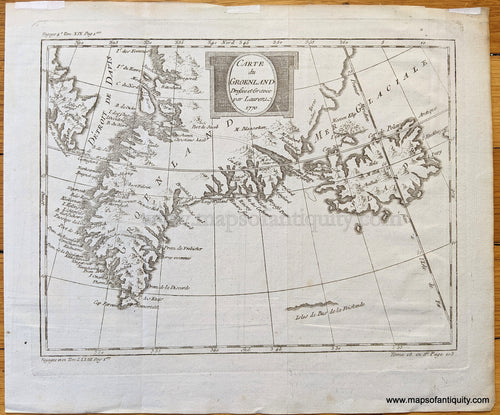 Genuine-Antique-Map-Carte-du-Groenland-Dressee-et-Gravee-par-Laurent---Greenland-and-Iceland-Europe--1770-Bellin-Maps-Of-Antiquity-1800s-19th-century
