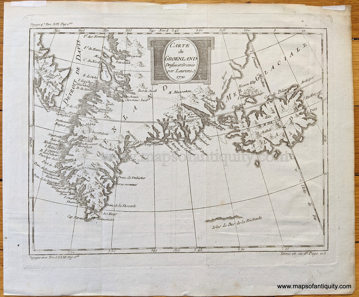 Genuine-Antique-Map-Carte-du-Groenland-Dressee-et-Gravee-par-Laurent---Greenland-and-Iceland-Europe--1770-Bellin-Maps-Of-Antiquity-1800s-19th-century