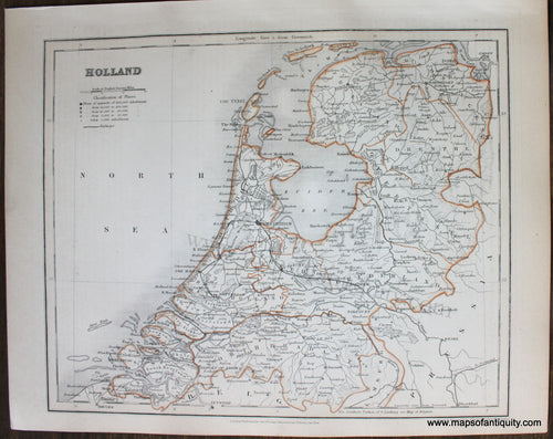 Genuine-Antique-Map-Holland-Europe-Holland-&-The-Netherlands-1850-Petermann-/-Orr-/-Dower-Maps-Of-Antiquity-1800s-19th-century