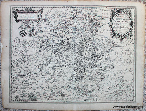 Genuine-Antique-Map-Nobilis-Hannoniae-Comitatus-Descriptio---Part-of-Belgium-Antique-Maps---Europe-Europe-c.-1630-1640-H.-Hondius-Maps-Of-Antiquity-1800s-19th-century