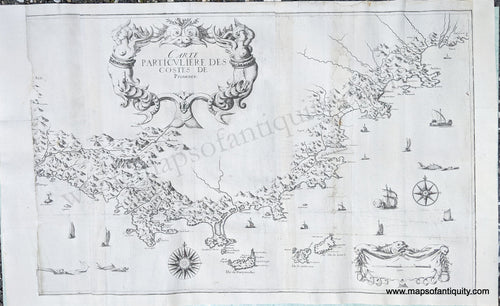 Genuine Antique Map-Carte Particuliere des Costes de Provence-1638-Tassin-Maps-Of-Antiquity-1600s-17th-century