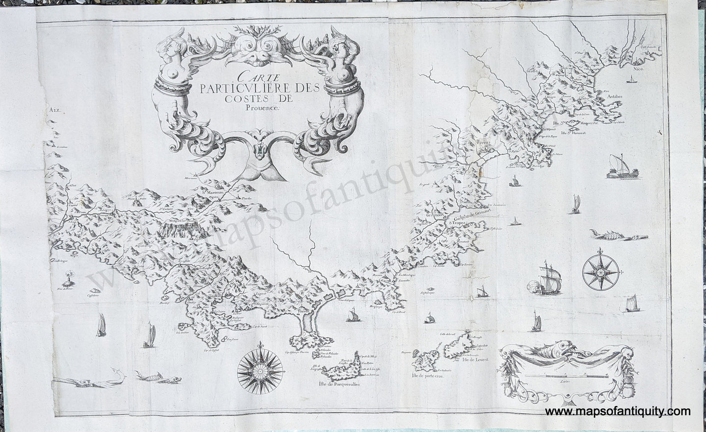 Genuine Antique Map-Carte Particuliere des Costes de Provence-1638-Tassin-Maps-Of-Antiquity-1600s-17th-century