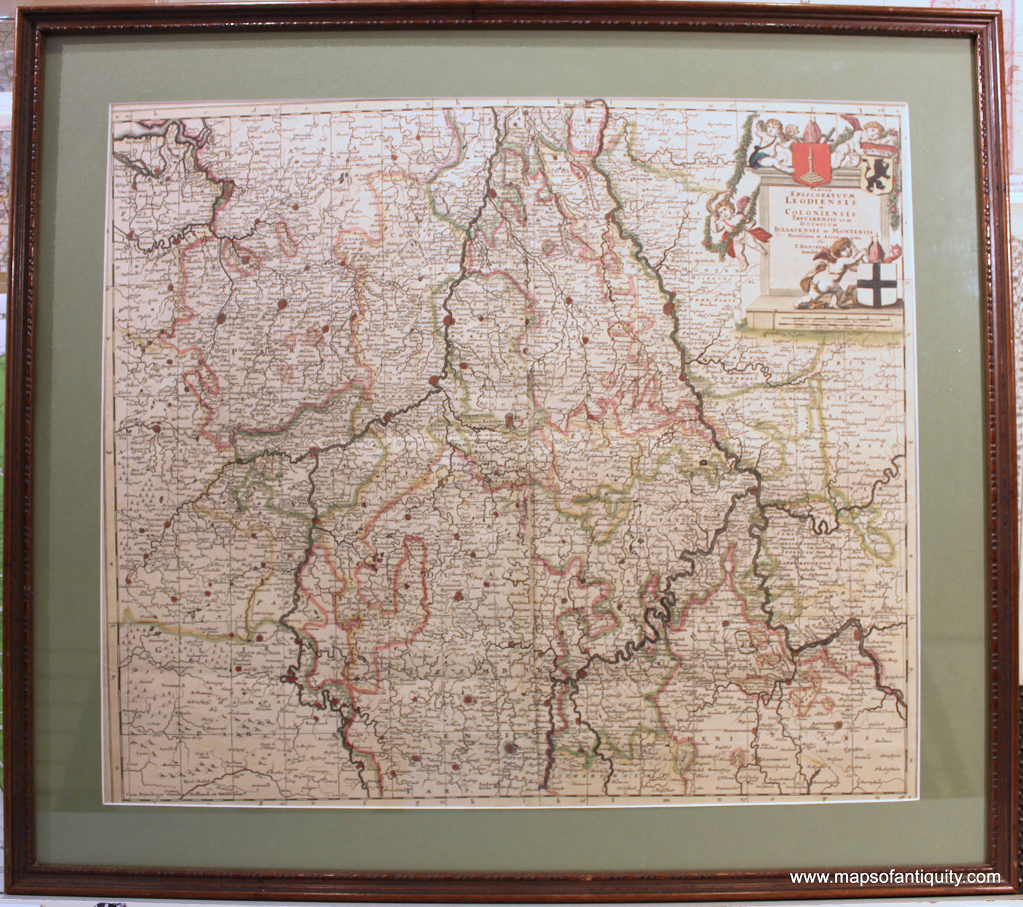 Genuine-Antique-Hand-Colored-Map-Tabula-Episcopatuum-Leodiensis-et-Coloniensis-Trevirensis-ut-et-Ducatum-Iuliacensis-et-Montensis-Novissima-et-Accuratissima-Belgium-Luxembourg-Germany-1700-Danckerts-Maps-Of-Antiquity
