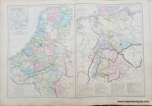 Genuine-Antique-Map-Carte-Physique-et-Politique-de-la-Belgique-et-de-la-Hollande,-Carte-Physique-et-Politique-de-la-Confederation-Germanique---Physical-and-Political-Map-of-Belgium-and-Holland,-Physical-and-Political-Map-of-the-German-Confederation-1875-Drioux-&-Leroy-EUR2831-Maps-Of-Antiquity