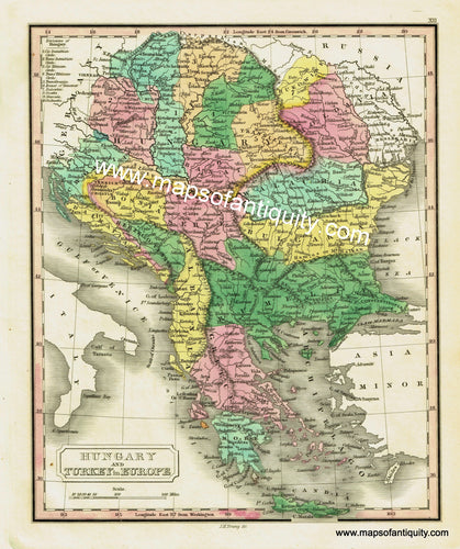 Antique-Hand-Colored-Map-Hungary-and-Turkey-in-Europe.-Europe-Turkey-1825-Malte-Brun-Maps-Of-Antiquity