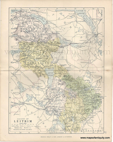 Genuine-Antique-Map-Ireland-County-of-Leitrim-1884-George-Philip-&-Son-Maps-Of-Antiquity