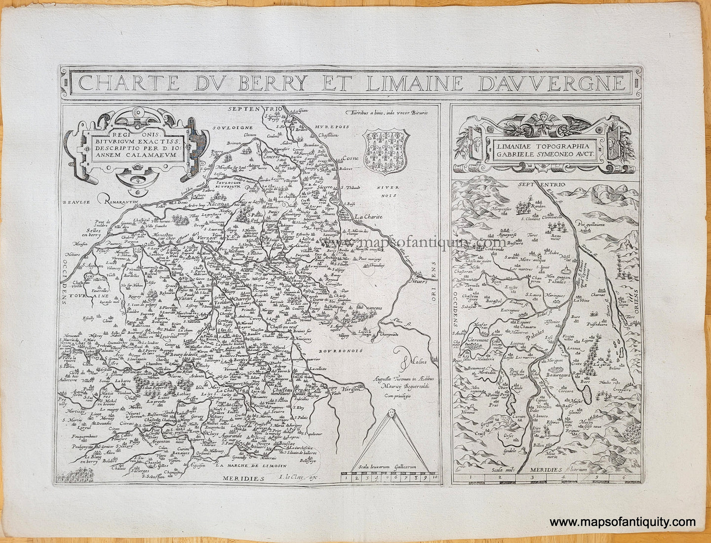 Genuine-Antique-Map-Charte-du-Berry-et-Limaine-d'Auvergne-1632-Bouguereau/Le-Clerc-Maps-Of-Antiquity