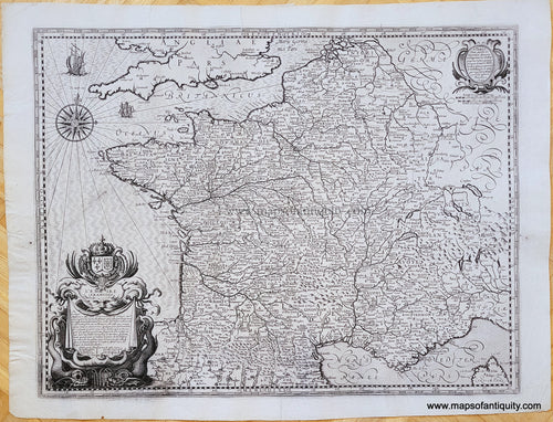 Genuine-Antique-Map-France---L'Empire-Francois-1637-Tavernier-Maps-Of-Antiquity