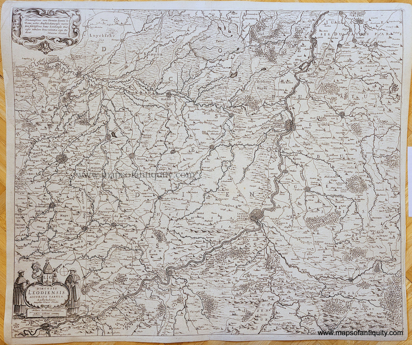 Genuine-Antique-Map-Belgium---Dioecesis-Leodiensis-Accurata-Tabula-1630s-Mercator-Hondius-Janssonius-Maps-Of-Antiquity