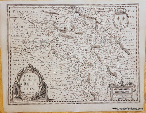 Genuine-Antique-Map-Ardennes,-France---Carte-du-Pais-de-Retelois-1630s-Mercator-Hondius-Janssonius-Maps-Of-Antiquity