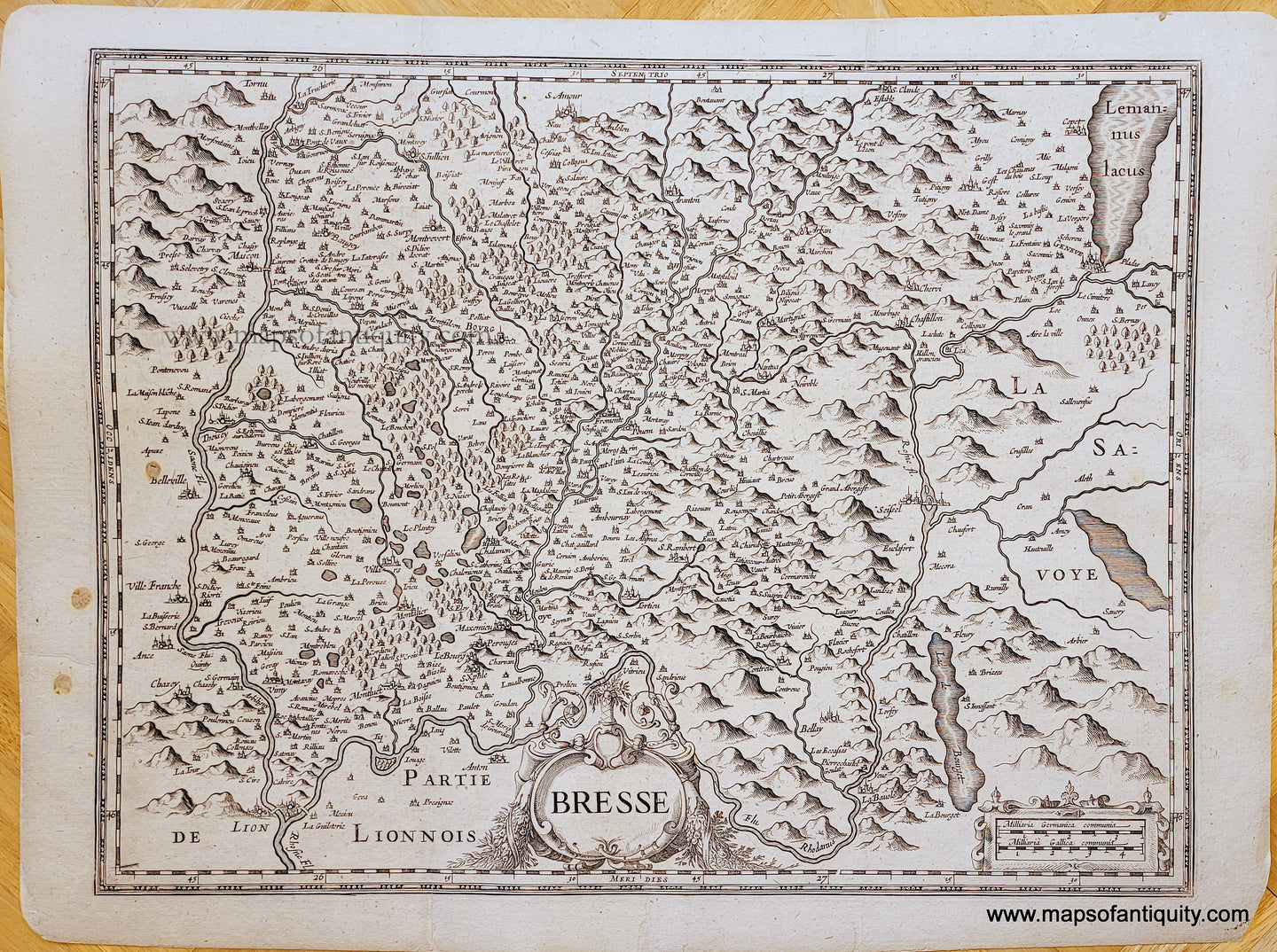 Genuine-Antique-Map-Bresse-(France)-1630s-Mercator/Hondius/Janssonius-Maps-Of-Antiquity