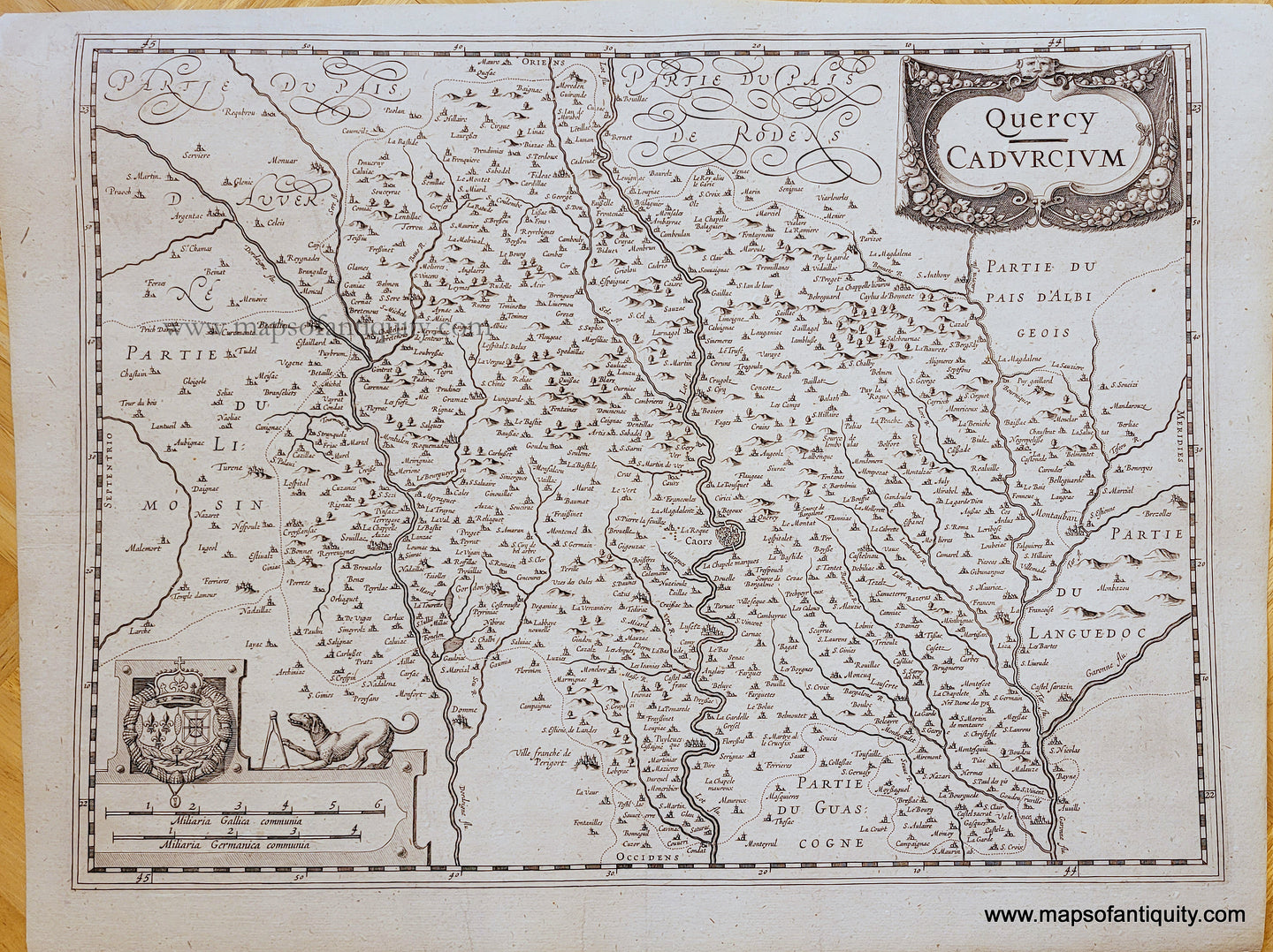 Genuine-Antique-Map-France---Quercy,-Cadurcium-1630s-Mercator/Hondius/Janssonius-Maps-Of-Antiquity