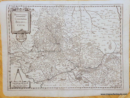 Genuine-Antique-Map-France---Beauvaisis,-Comitatus-Belovacium-1630s-Mercator/Hondius/Janssonius-Maps-Of-Antiquity