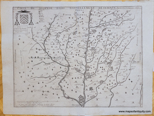 Genuine-Antique-Map-France---Carte-du-Diocese-D'Aire-Nouvellement-Deseignee-1630s-Tavernier-Maps-Of-Antiquity