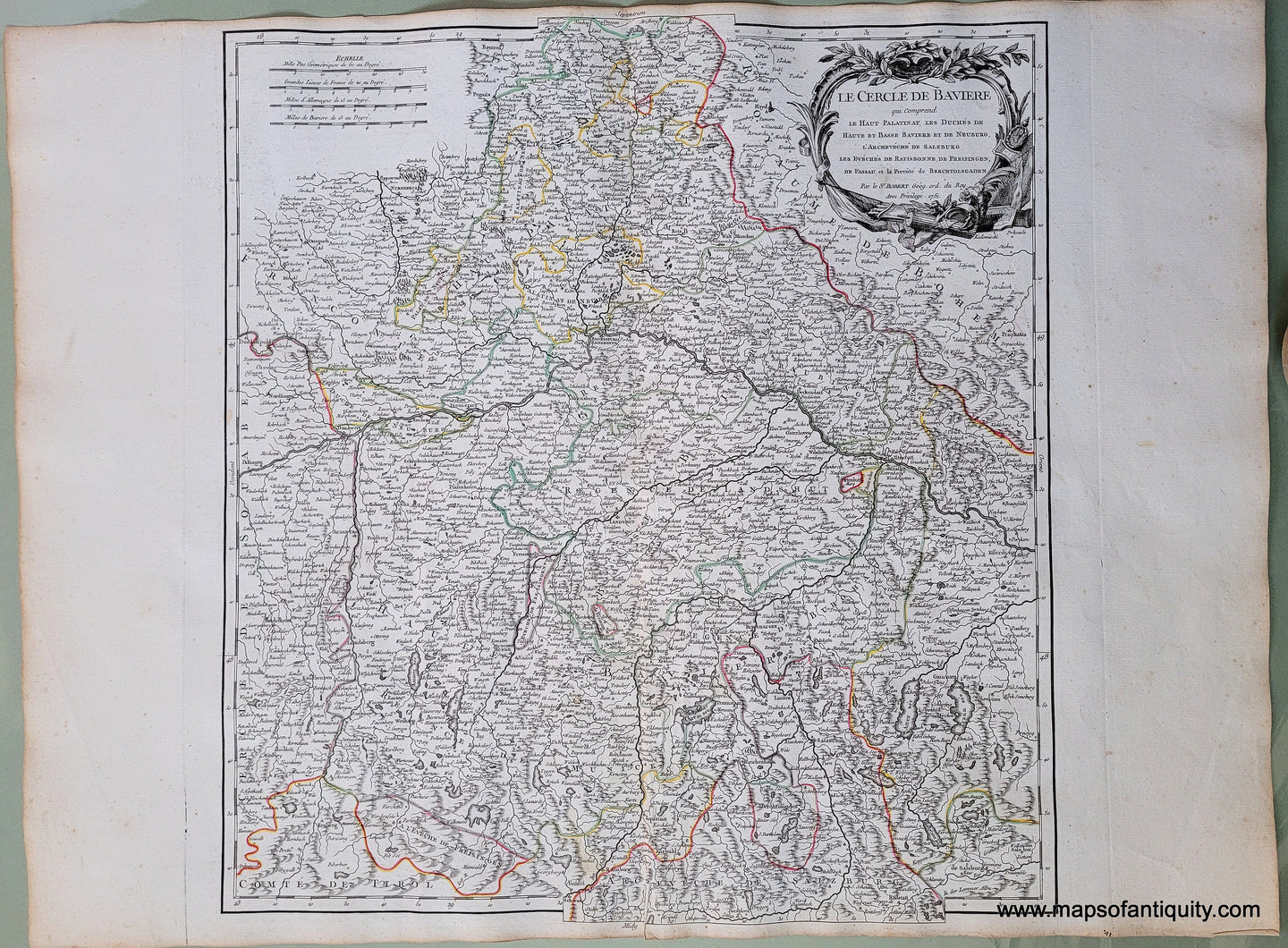 Antique-Hand-Colored-Map-Le-Cercle-de-Baviere-Europe-Bavaria-Germany-Austria-1757-Vaugondy-Maps-Of-Antiquity