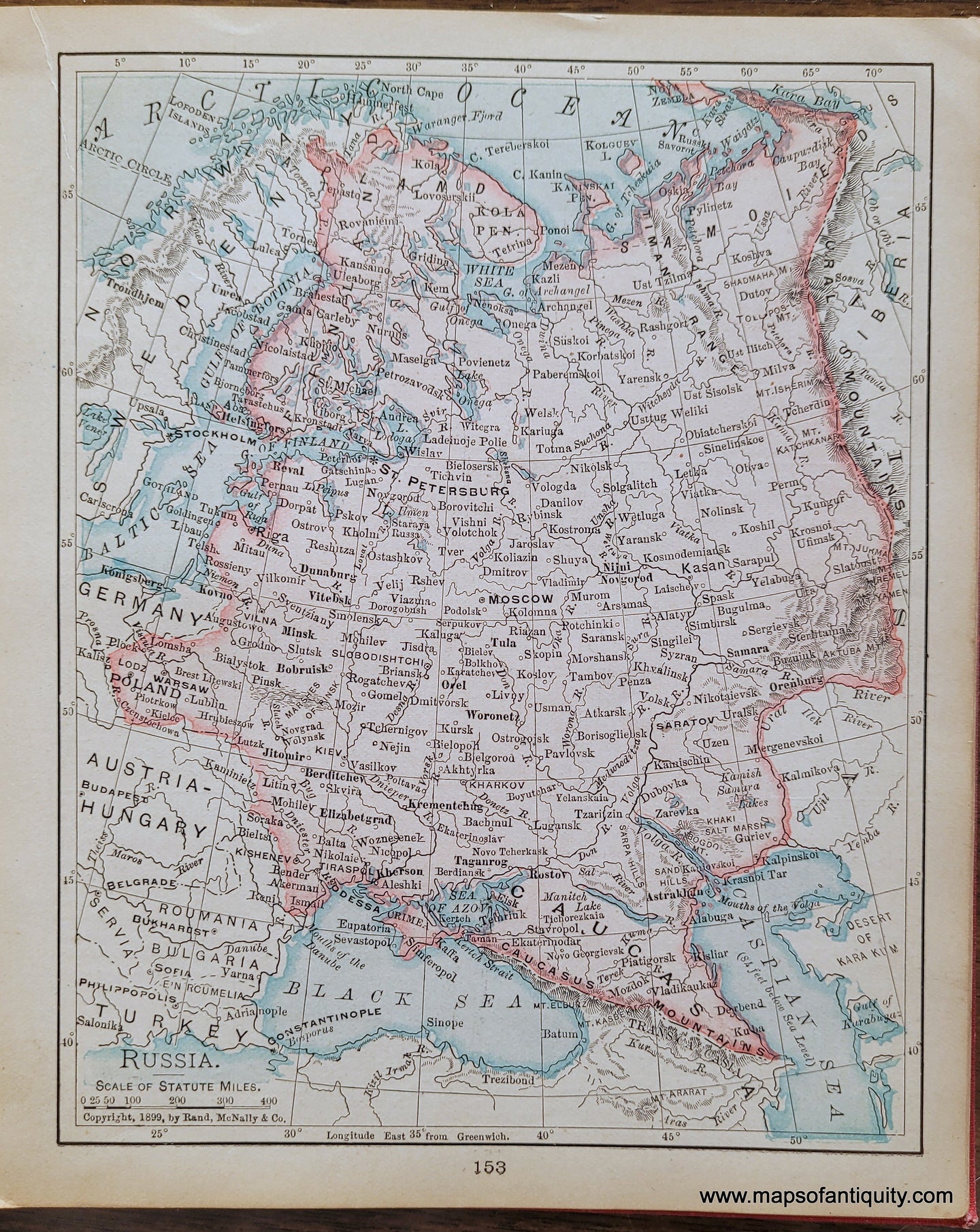 Genuine-Antique-Map-Russia-1900-Rand-McNally-Maps-Of-Antiquity