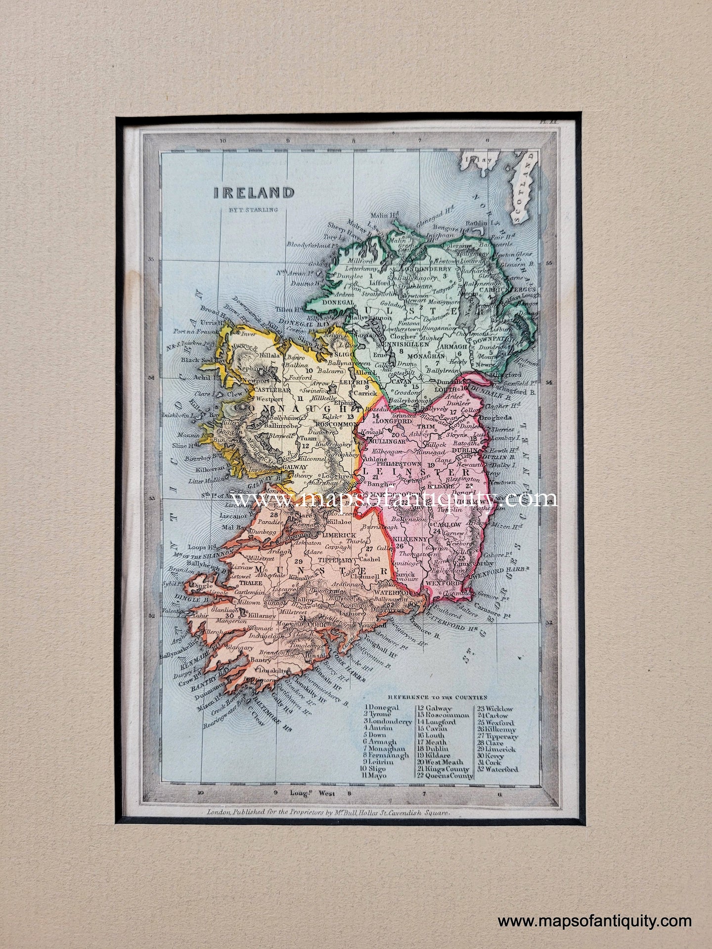 Genuine-Antique-Map-Ireland-1833-Starling-/-Bull-Maps-Of-Antiquity