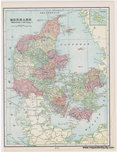 Load image into Gallery viewer, EUR2912-Antique-Map-Denmark-Cram-1903
