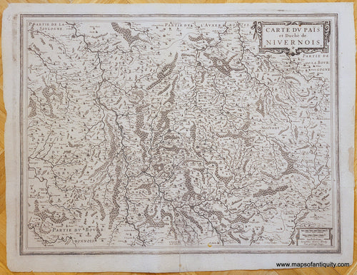 Genuine-Antique-Map-France---Carte-du-Pais-et-Duche-de-Nivernois-1630s-Mercator-Hondius-Janssonius-Maps-Of-Antiquity