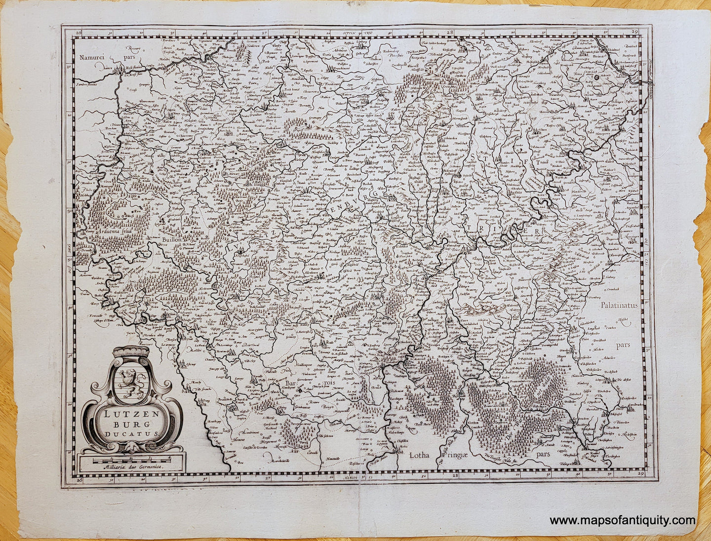 Genuine-Antique-Map-Luxembourg---Lutzenburg-Ducatus-1630s-Tavernier-Maps-Of-Antiquity