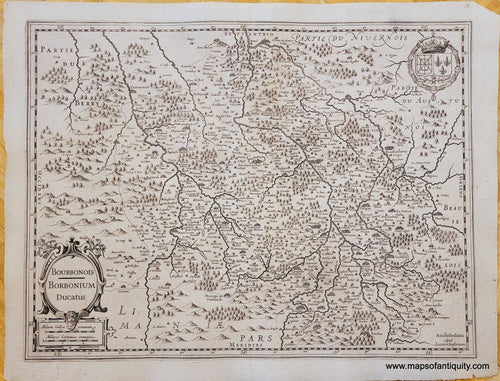 Genuine-Antique-Map-France---Bourbonois,-Borbonium-Ducatus-1630s-Mercator/Hondius/Janssonius-Maps-Of-Antiquity