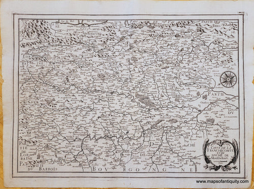 Genuine-Antique-Map-France---Carte-de-la-Franchecomte-et-du-Duche-de-Montbeliart-1630s-Tavernier-Maps-Of-Antiquity