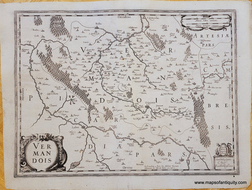 Genuine-Antique-Map-France---Vermandois-1630s-Mercator/Hondius/Janssonius-Maps-Of-Antiquity