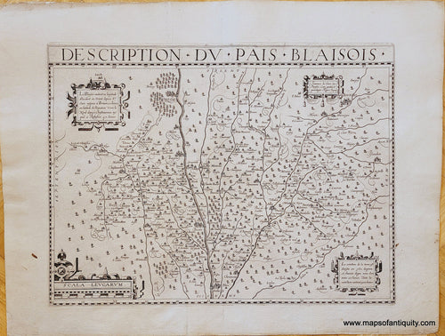 Genuine-Antique-Map-France---Description-du-Pais-Blaisois-1630s-Le-Clerc-/-Tavernier-Maps-Of-Antiquity